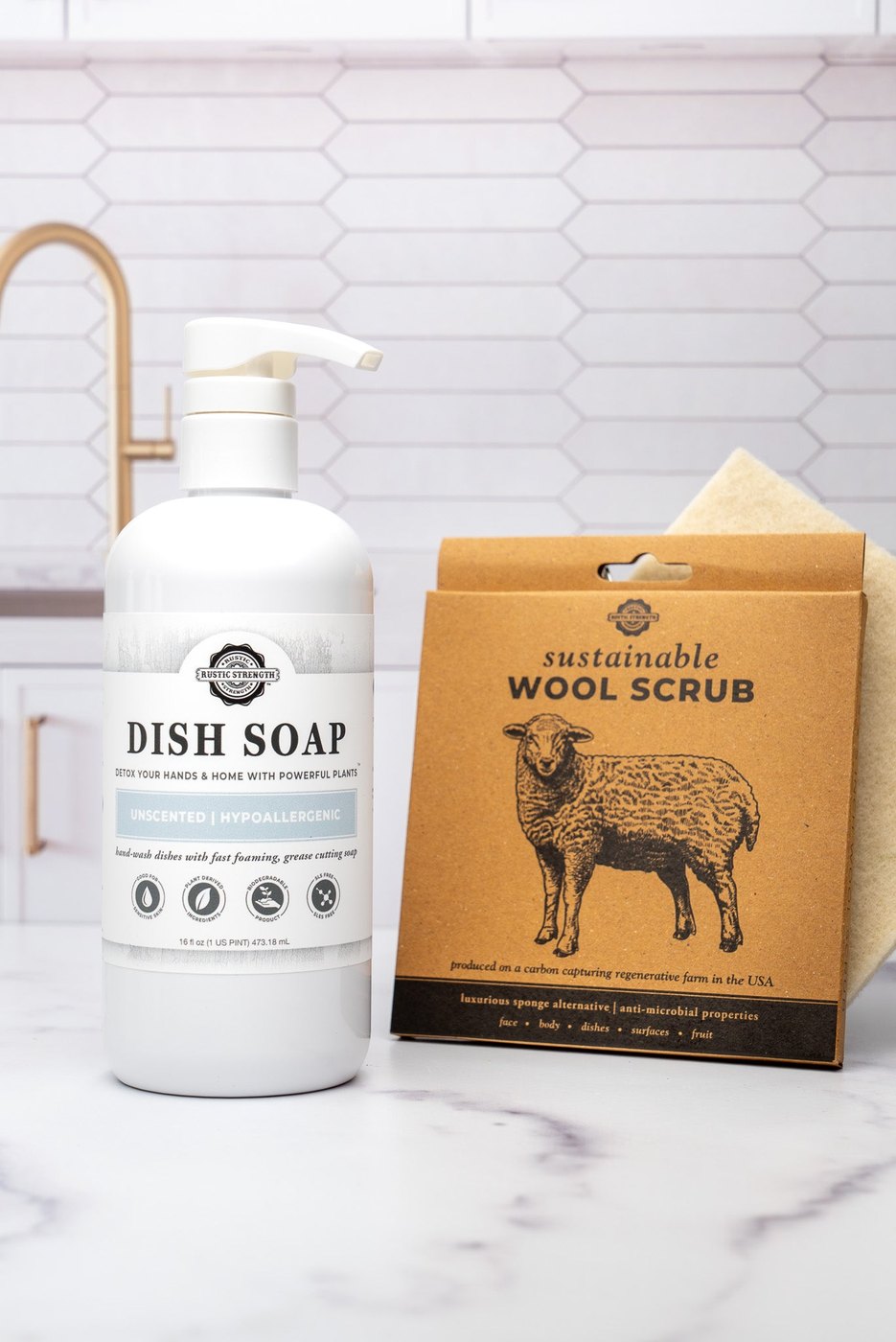 Dish Soap + Wool Scrub Set